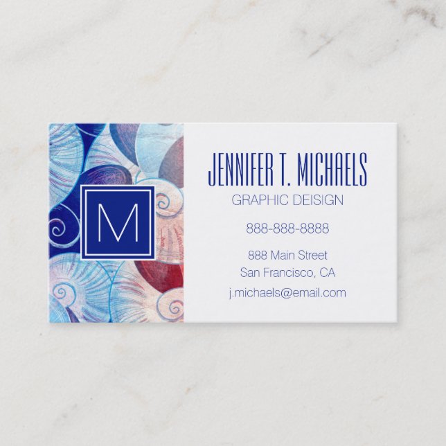 Seashell Scene Pattern Business Card (Front)