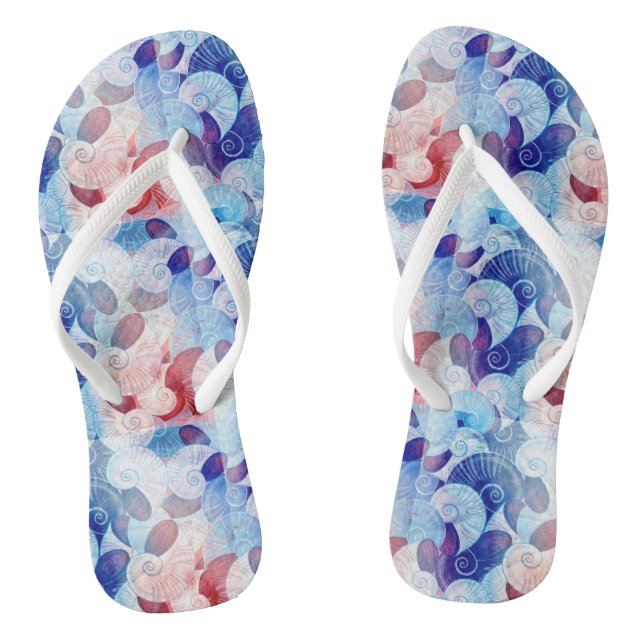 Seashell Scene Pattern Flip Flops (Footbed)