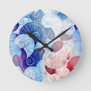 Seashell Scene Pattern Round Clock