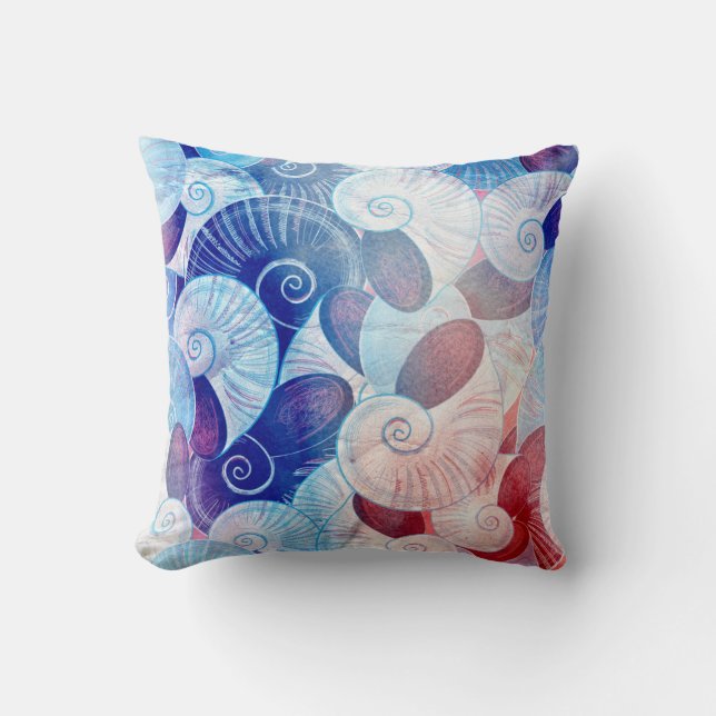 Seashell Scene Pattern Throw Pillow (Front)
