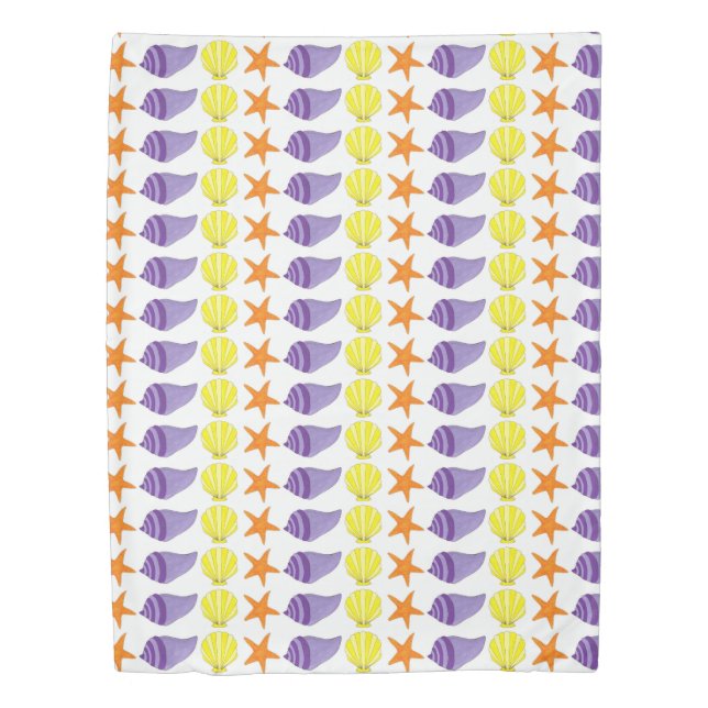Seashell Sea Shell Ocean Beach Starfish Conch Duvet Cover (Front)