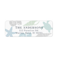 Seashell Sea Turtle Coastal Chic Address Label
