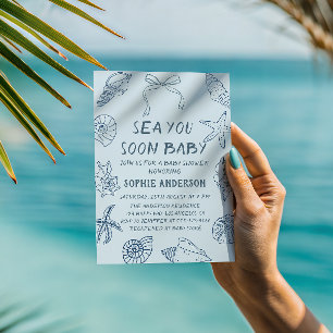 Seashell “Sea You Soon Baby” Nautical Baby Shower Invitation