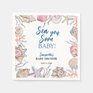 Seashell Sea You Soon Baby Shower Napkins
