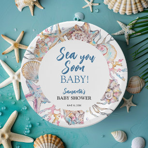 Seashell Sea You Soon Baby Shower Paper Plates