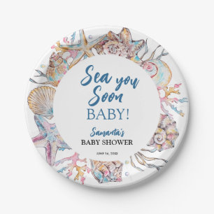 Seashell Sea You Soon Baby Shower Paper Plates