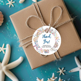 Seashell Sea You Soon Baby Shower Thank You Favor Tags