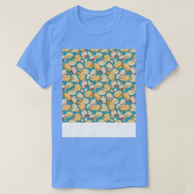 Seashell Seamless Pattern Sea Shell Clam Beach Sea T-Shirt (Design Front)