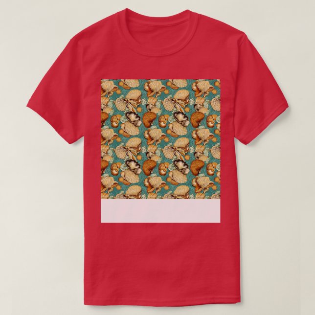 Seashell Seamless Pattern Sea Shell Clam Beach Sea T-Shirt (Design Front)