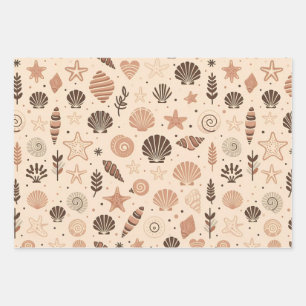 Seashell Seamless Pattern Wrapping Paper Sheets