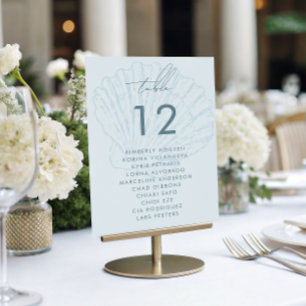 Seashell Seating Chart Names Coastal Wedding Sign Table Number