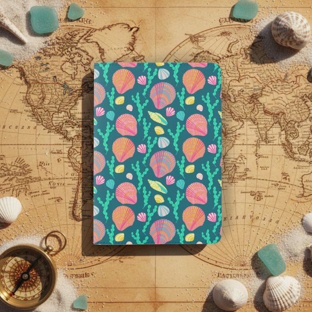 Seashell Seaweed Colorful Pattern Beach Island Passport Holder (Seashell Seaweed Colorful Pattern Beach Island Passport Holder
)