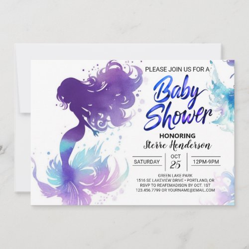 Seashell Serenade Mermaid Baby Shower Invitation