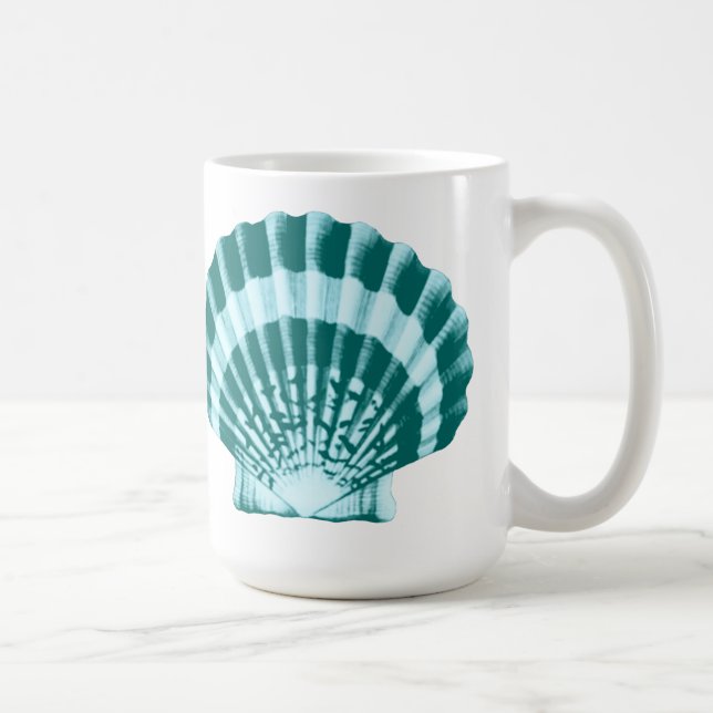 Seashell - Shades of teal blue Coffee Mug (Right)