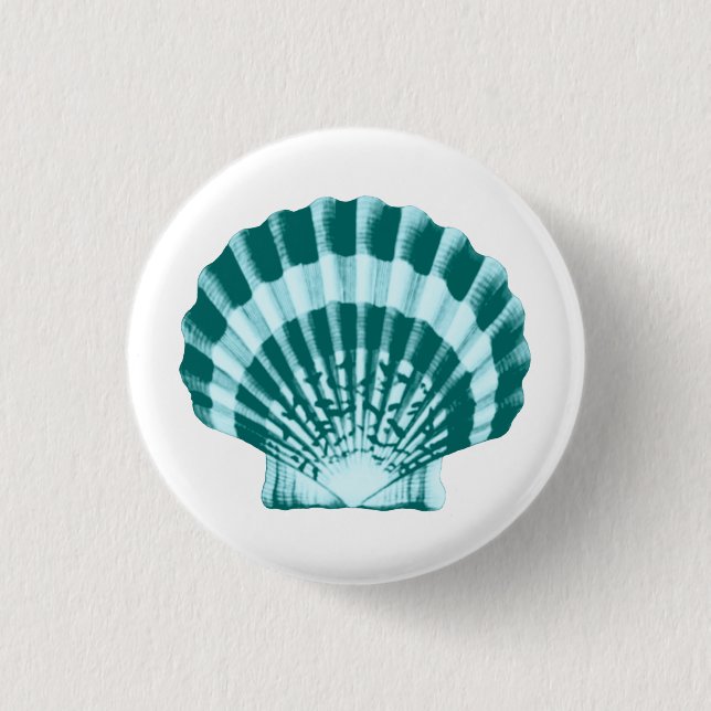 Seashell - Shades of teal blue Pinback Button (Front)