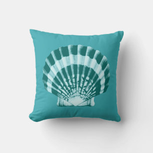 Seashell - Shades of teal blue Throw Pillow