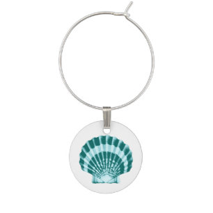 Seashell - Shades of teal blue Wine Glass Charm