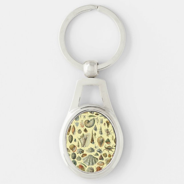 Seashell Shell Mollusk Clam Elegant Classic Art Keychain (Front)