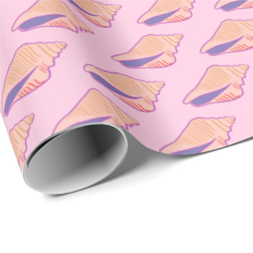 Seashell Simple Sea Ocean Pattern Purple Pink Gift Wrapping Paper