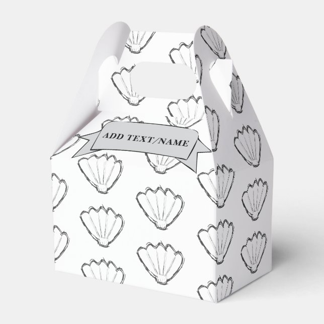 Seashell Sketch Drawing Pattern Custom Name Favor Boxes (Front Side)