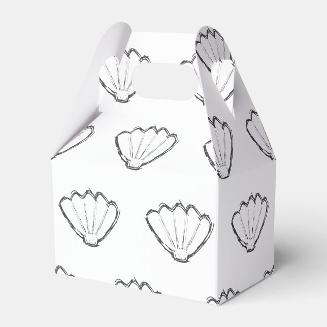 Seashell Sketch Drawing Pattern Favor Boxes (Front Side)