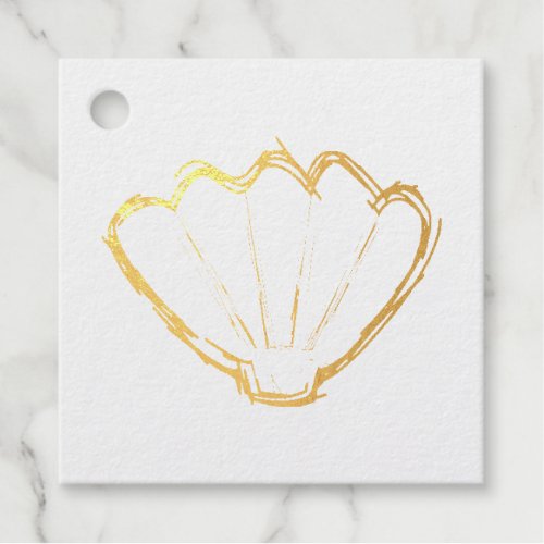 Seashell Sketch Foil Favor Tags