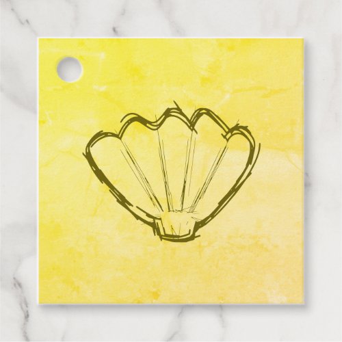 Seashell Sketch On Old Paper Favor Tags