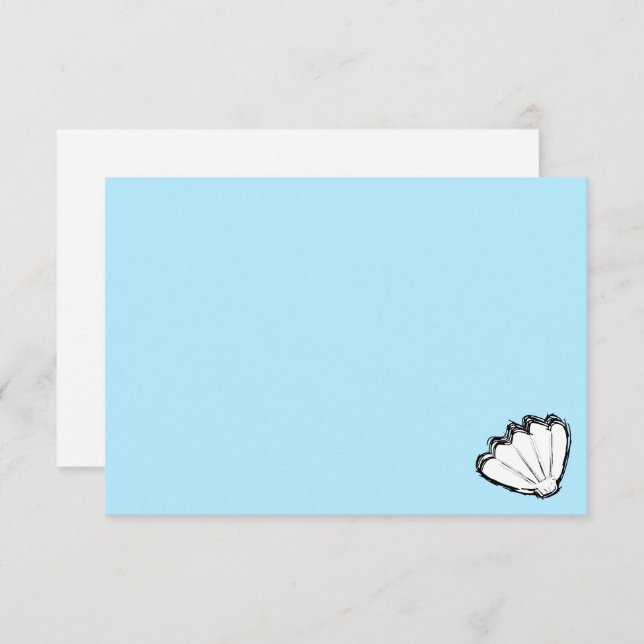 Seashell Sketch White And Blue Note Card (Front/Back)
