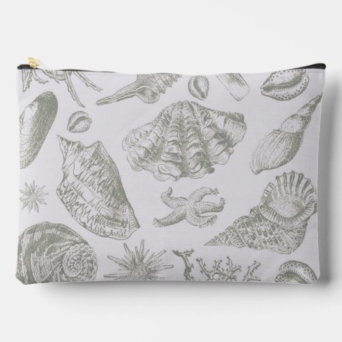 Seashell Soft Antique Art Beach Shells Accessory Pouch