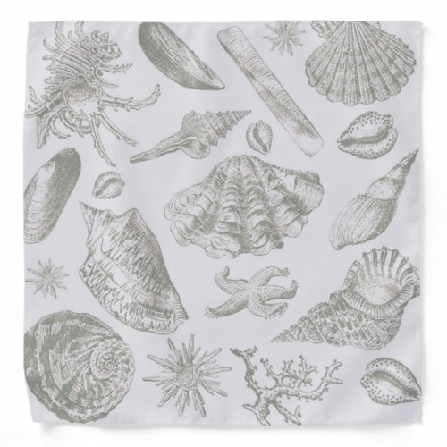 Seashell Soft Antique Art Beach Shells Bandana