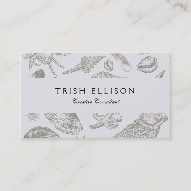 Seashell Soft Antique Art Beach Shells Business Card (Front)
