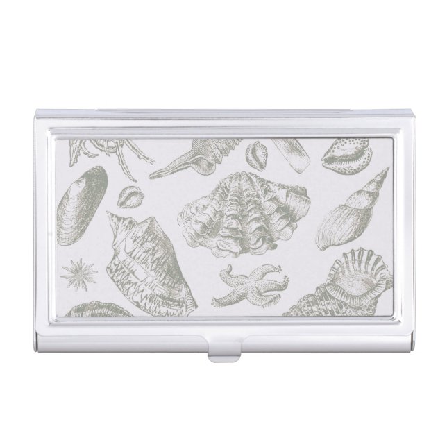 Seashell Soft Antique Art Beach Shells Business Card Holder (Front)