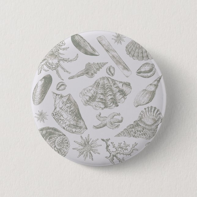 Seashell Soft Antique Art Beach Shells Button (Front)