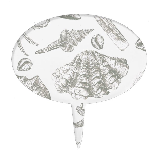 Seashell Soft Antique Art Beach Shells Cake Topper (Front)