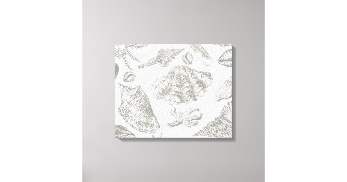 Seashell Soft Antique Art Beach Shells Canvas Print | Zazzle