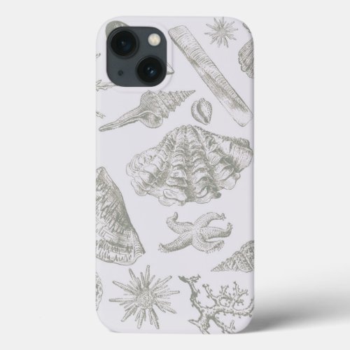 Seashell Soft Antique Art Beach Shells iPhone 13 Case