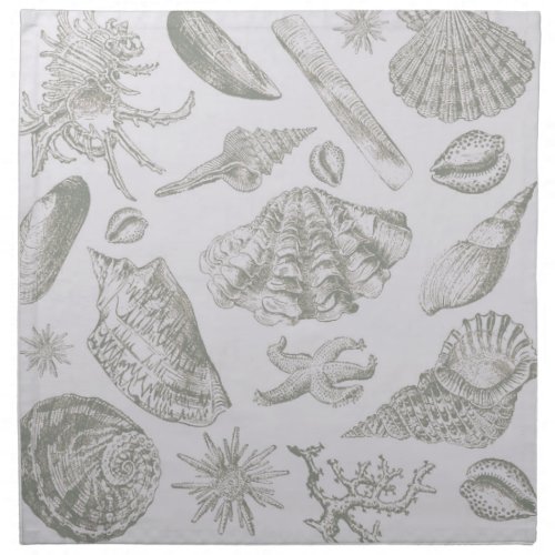 Seashell Soft Antique Art Beach Shells Cloth Napkin