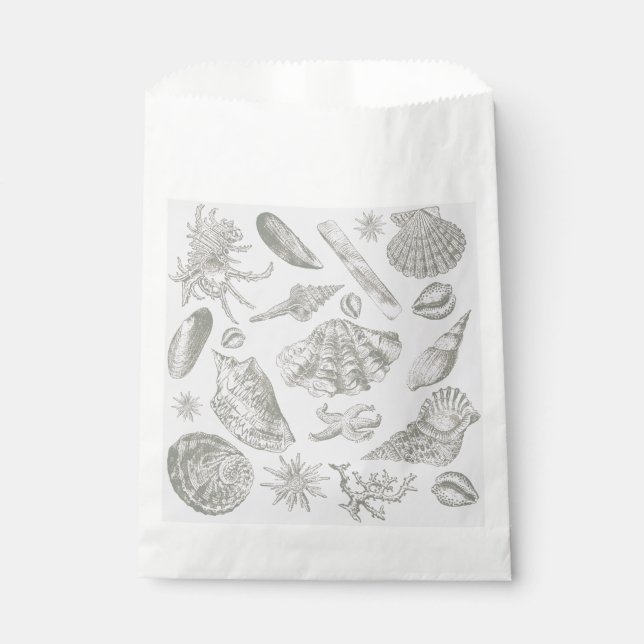 Seashell Soft Antique Art Beach Shells Favor Bag (Front)