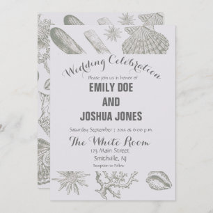 Seashell Soft Antique Art Beach Shells Invitation