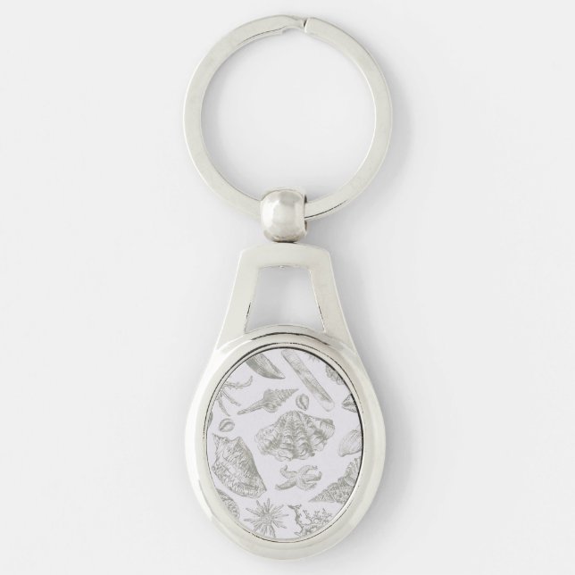 Seashell Soft Antique Art Beach Shells Keychain (Front)