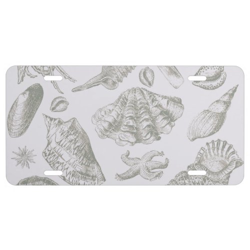 Seashell Soft Antique Art Beach Shells License Plate