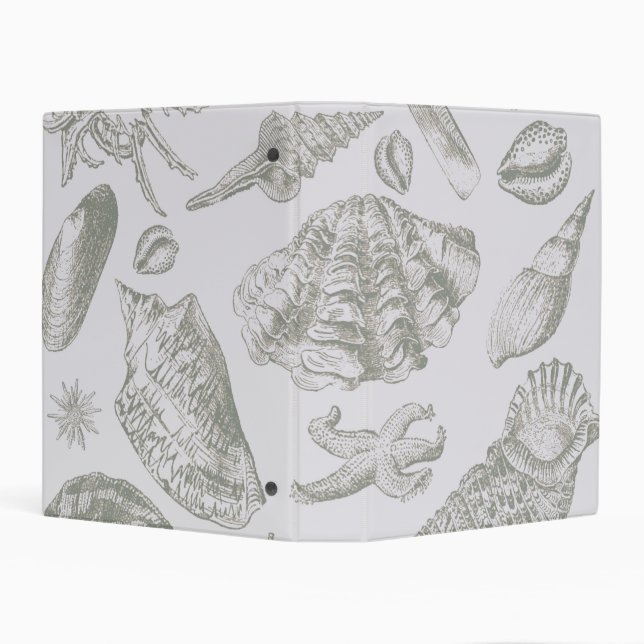 Seashell Soft Antique Art Beach Shells Mini Binder (Background)