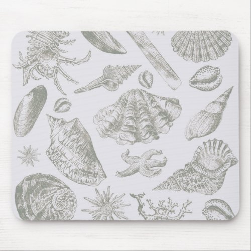 Seashell Soft Antique Art Beach Shells Mouse Pad