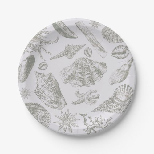 Seashell Soft Antique Art Beach Shells Paper Plates