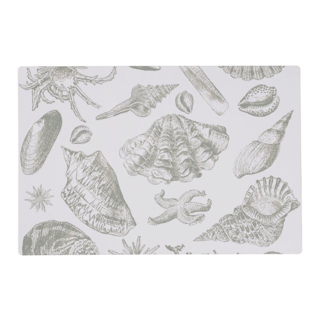 Seashell Soft Antique Art Beach Shells Placemat (Front)