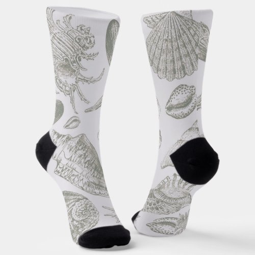 Seashell Soft Antique Art Beach Shells Socks