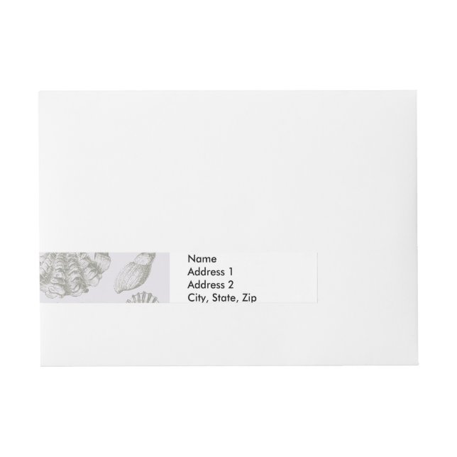 Seashell Soft Antique Art Beach Shells Wrap Around Address Label (Front)
