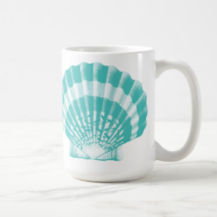 Seashell - soft aqua and white coffee mug