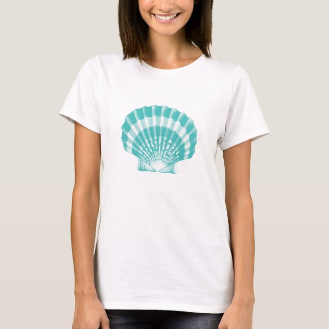 Seashell - soft aqua and white T-Shirt (Front)