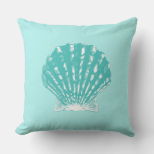 Seashell - soft aqua and white throw pillow